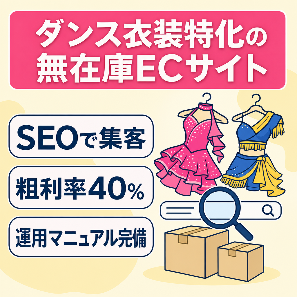 SEOが効いた集客力のダンス衣装特化EC！粗利率40%の高収益モデル