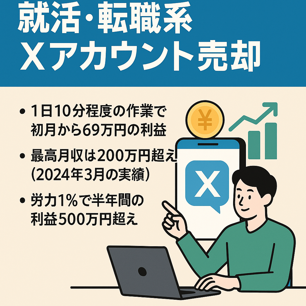 【半年で利益500万円以上(2024年の実績)】就活・転職系X(旧Twitter)アカウント売却