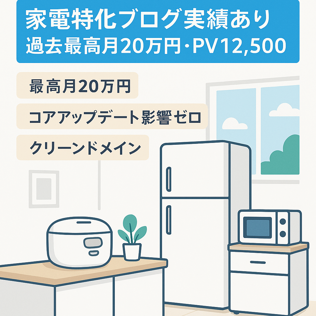 家電特化ブログ実績あり｜過去最高月20万円・PV12,500