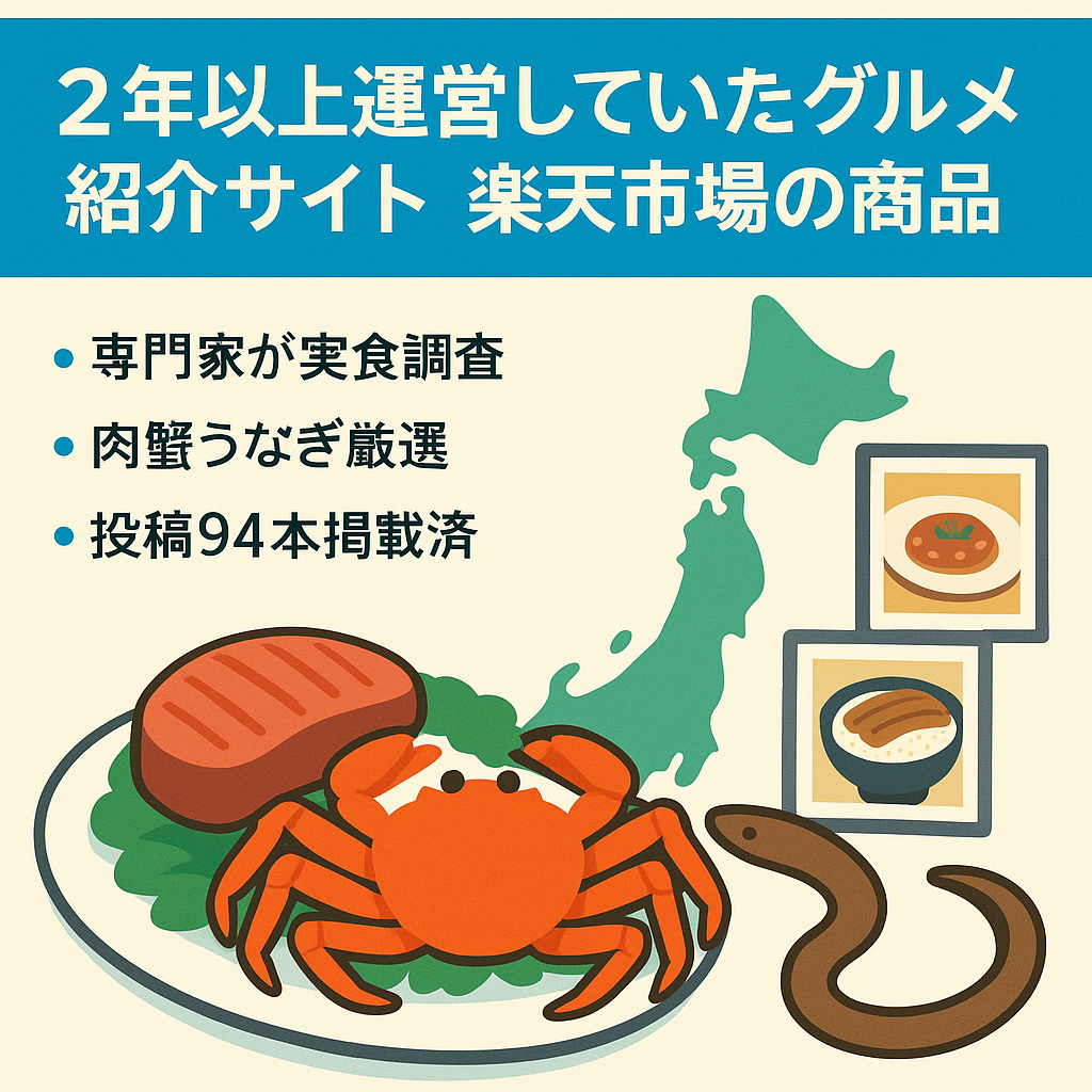 2年以上運営していたグルメ紹介サイト　楽天市場の商品中心