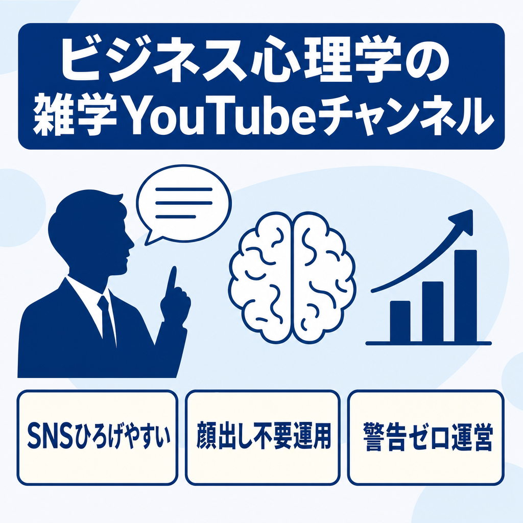 【顔出し不要・属人性なし・雑学ch】ビジネス心理学系YouTubeチャンネル