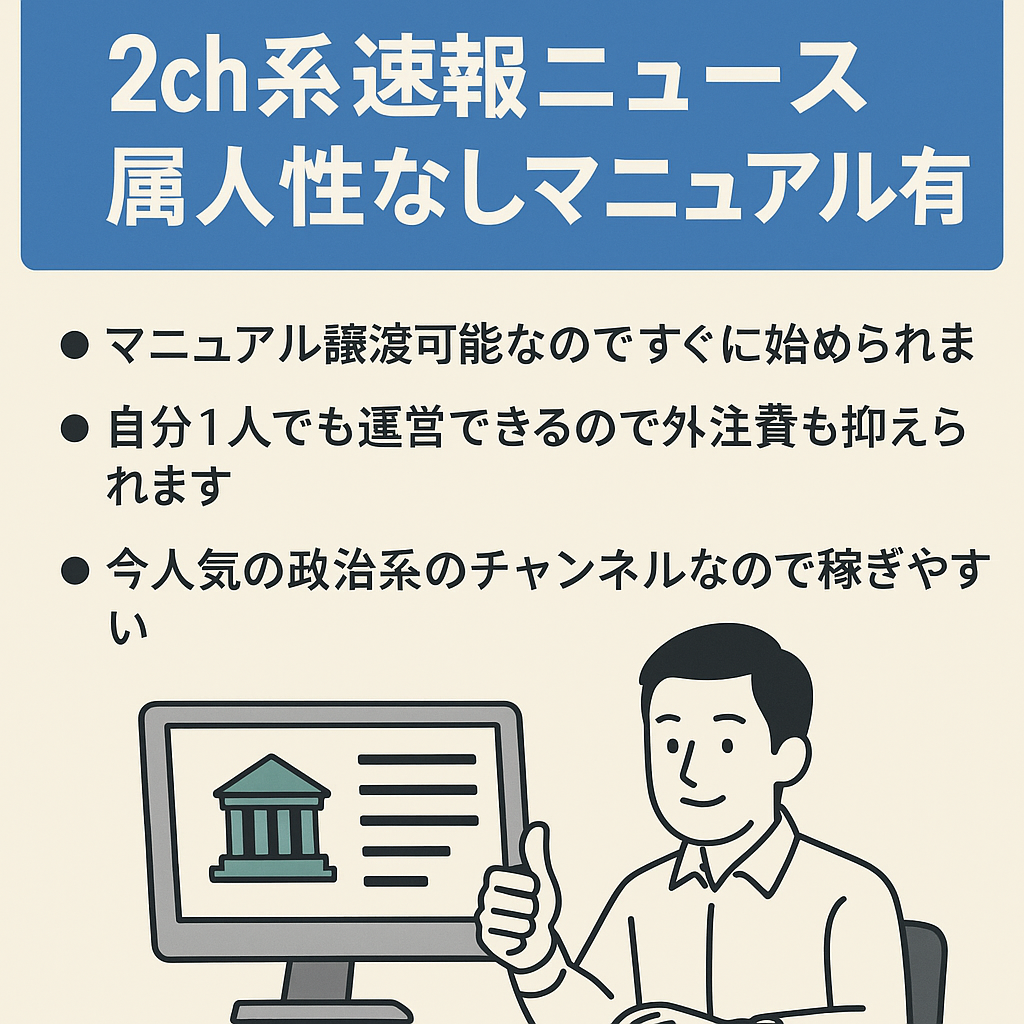 政治2ch系速報ニュース属人性なしマニュアル有り完全外注可能