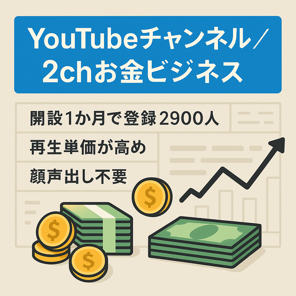【1か月で登録者2,900人】2chお金・ビジネス系スレまとめのYouTube動画【ゆっくり解説】【フル外注可能】