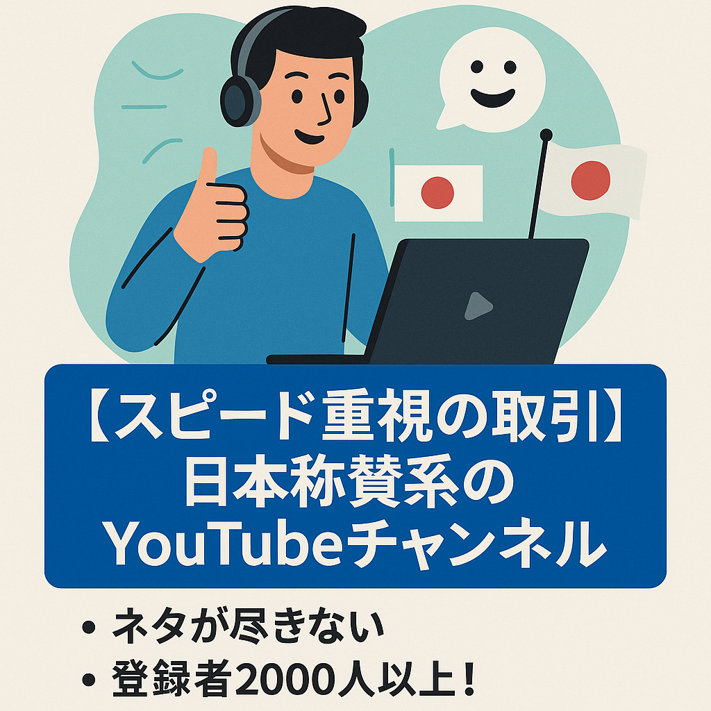 【スピード重視の取引】日本称賛系の海外の反応チャンネル【登録者2000人以上】YouTubeチャンネルのアカウント譲渡【値段交渉OK】
