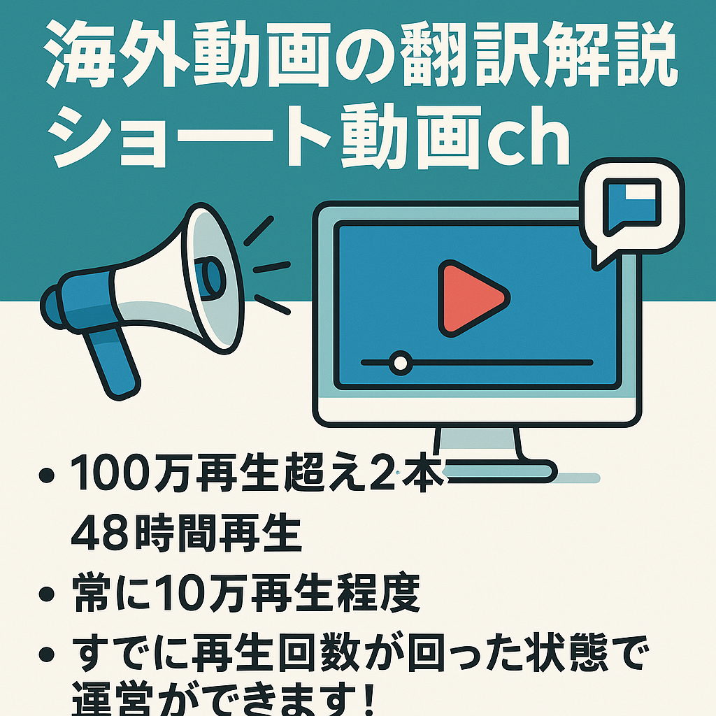 切り抜き：【スピード重視の取引】【100万再生超え2本】海外動画の翻訳解説ショート動画chの譲渡！【収益化前】