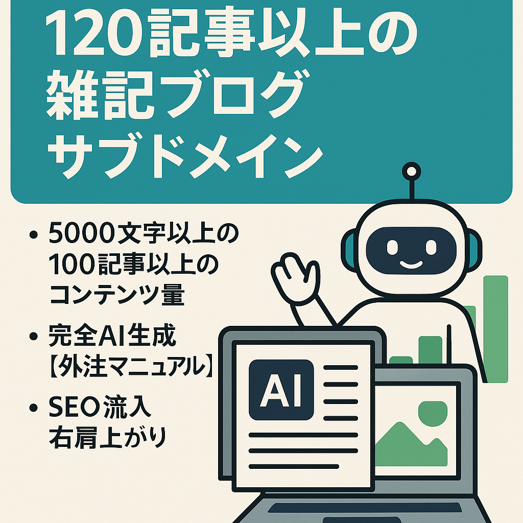 【収益2万/３月　AI運用】120記事以上の雑記ブログサブドメイン【外注マニュアル付き】