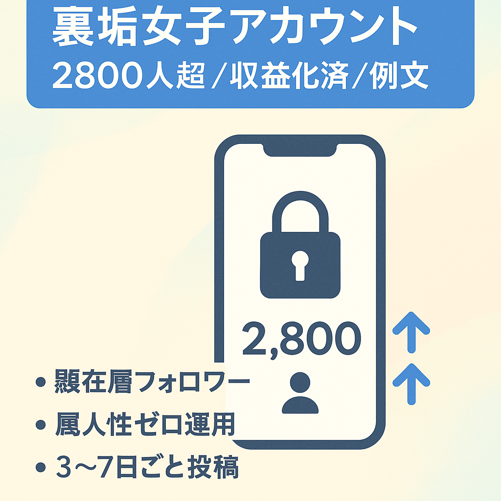 【画像・ポスト・DM例文付き】属人性のない裏垢女子アカウント/フォロワー2800人超え/マネタイズ済み