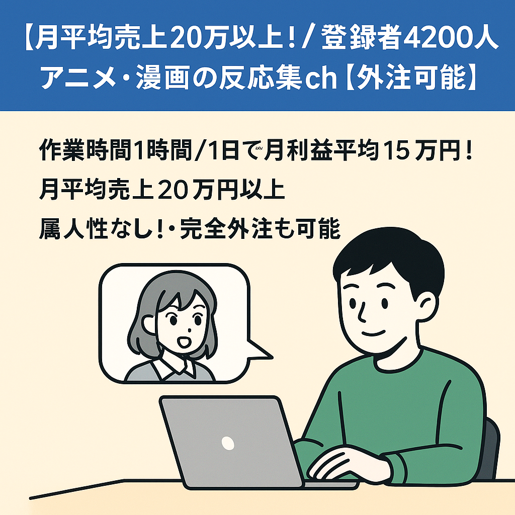 【月平均売上20万以上！/登録者4200人】アニメ・漫画の反応集ch【外注可能】