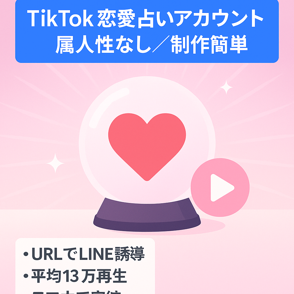 【TikTok恋愛占いアカウント】属人性無し／コンテンツ制作が簡単