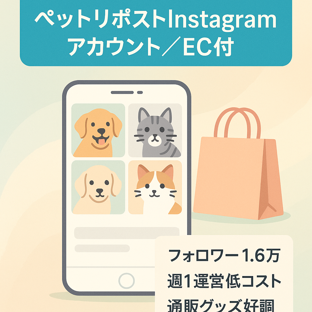 【フォロワー1.6万人】ペットのリポストInstagramアカウント（ECサイトもセット）