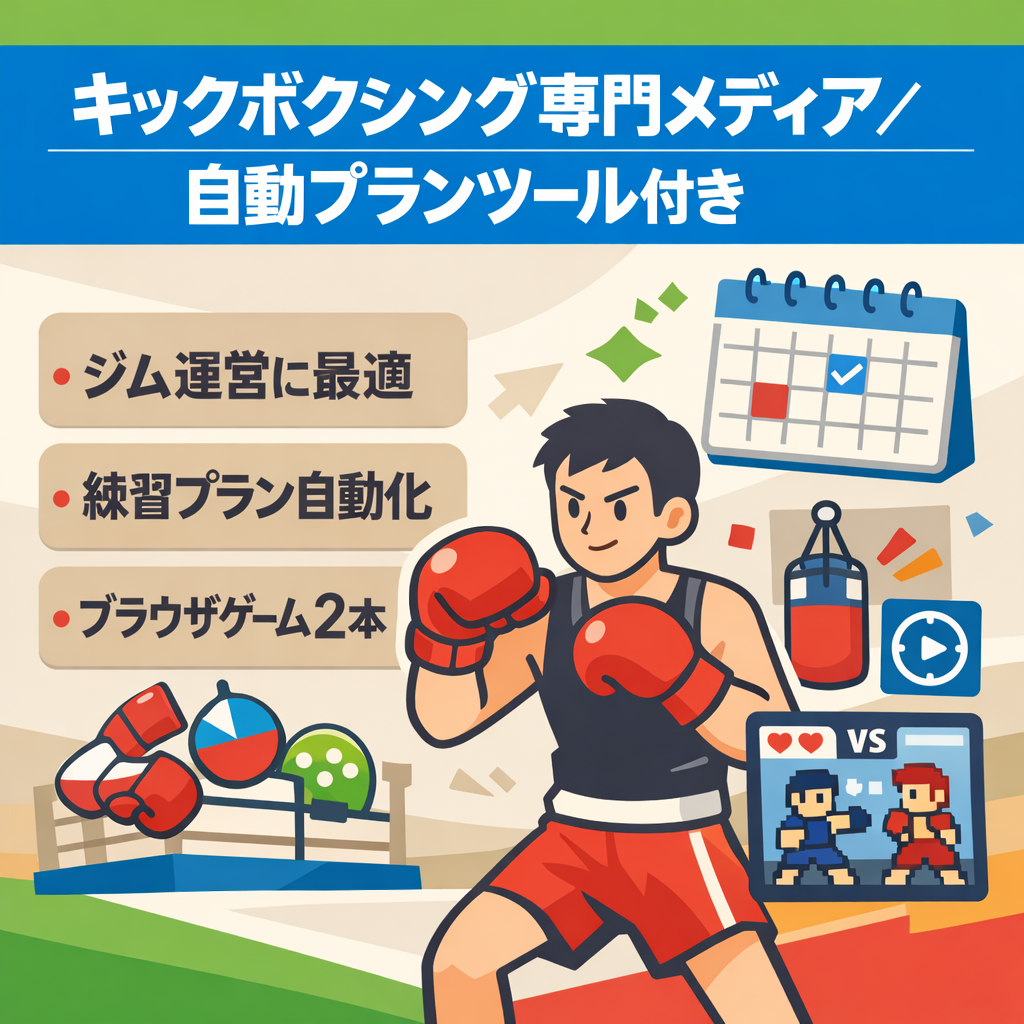 キックボクシング専門メディア【トレーニングプラン自動生成ツール付属】ジム運営者に最適