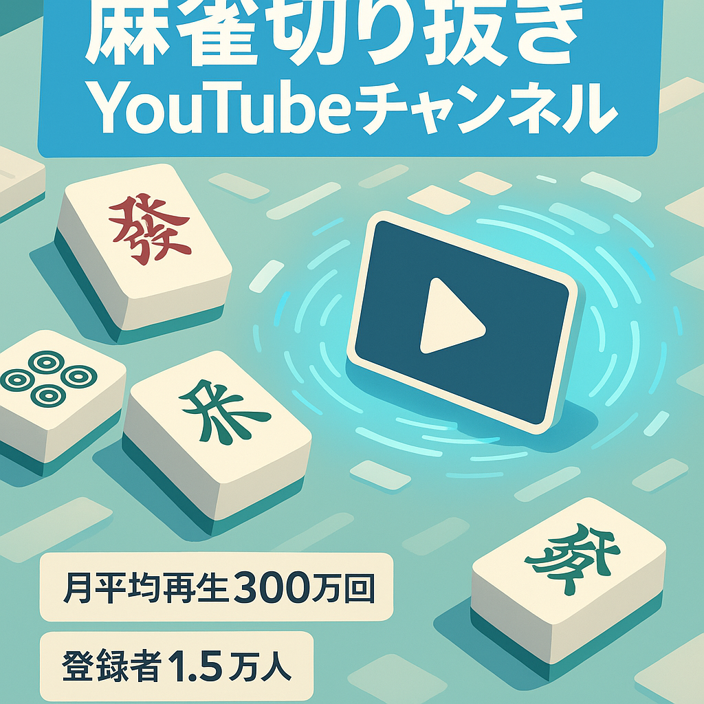開設３ヶ月で売上30万越え/登録者1.5万人/麻雀特化の有名人切り抜きチャンネル