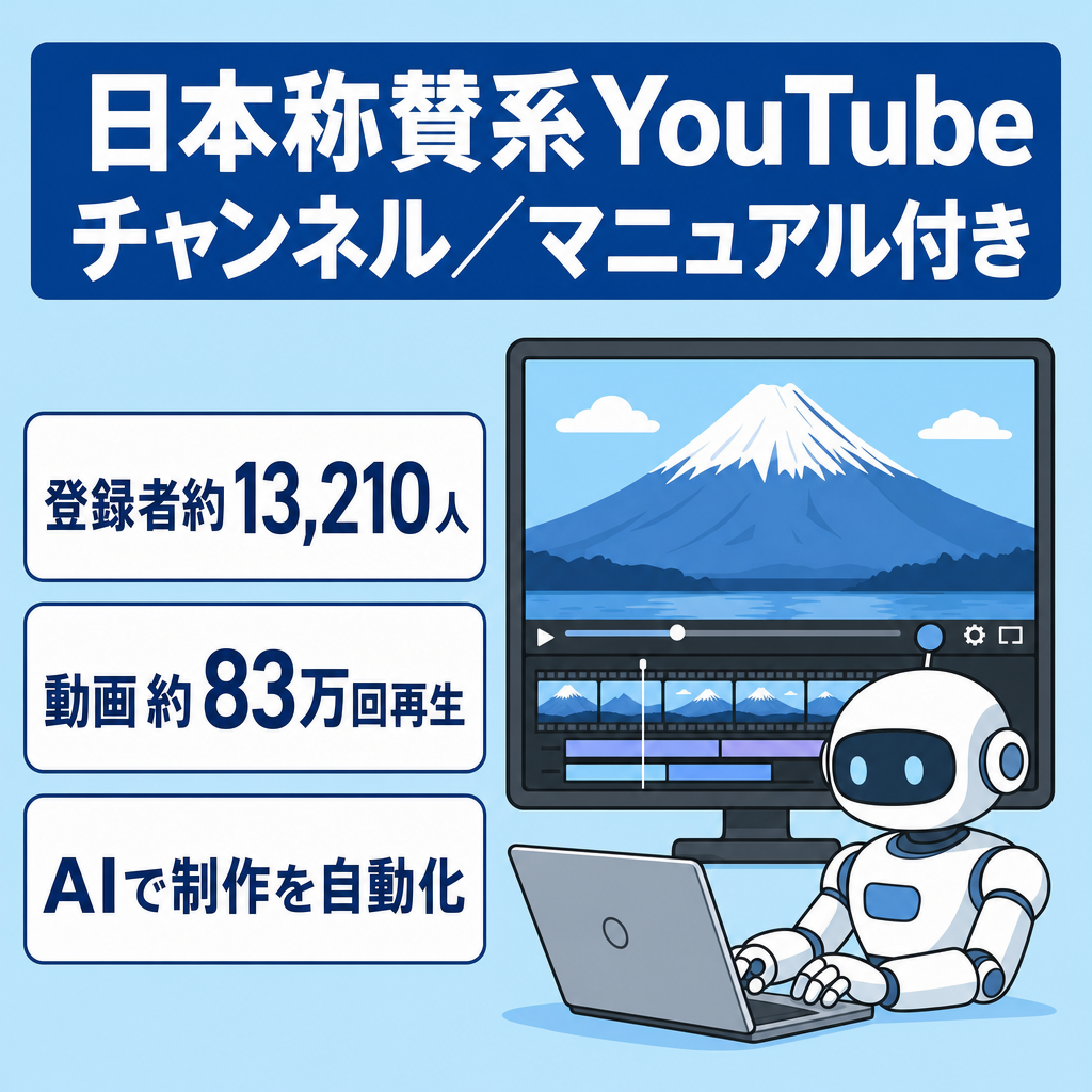 10月26日時点で収益60万円！日本称賛系YouTubeチャンネル【AIで運用/運営マニュアル付き/顔出し不要・属人性なし】