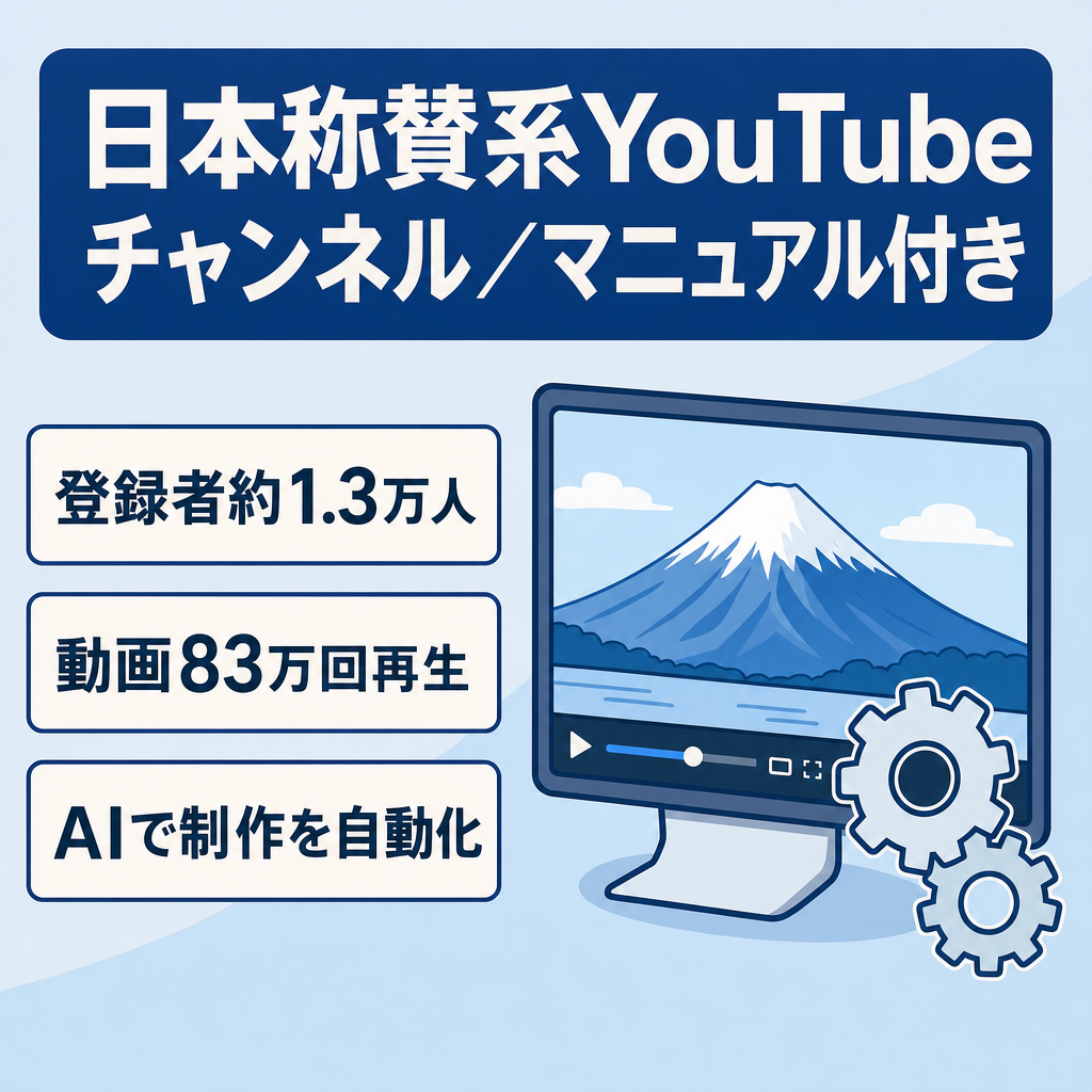 10月27日時点で収益63万円！日本称賛系YouTubeチャンネル【AIで運用/運営マニュアル付き/顔出し不要・属人性なし】