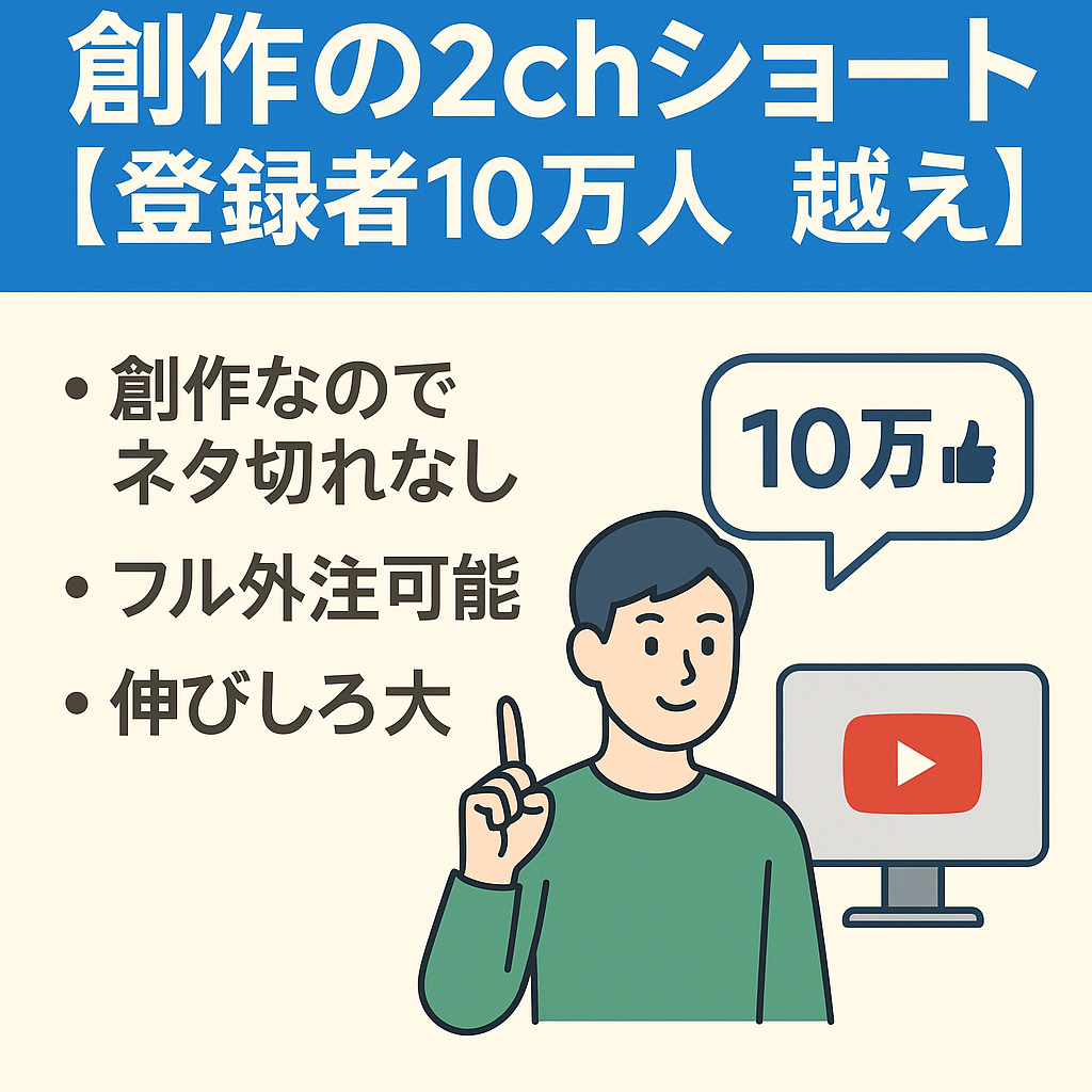 激アツジャンル2chショート、創作なので無限に投稿可能【登録者10万人越え】