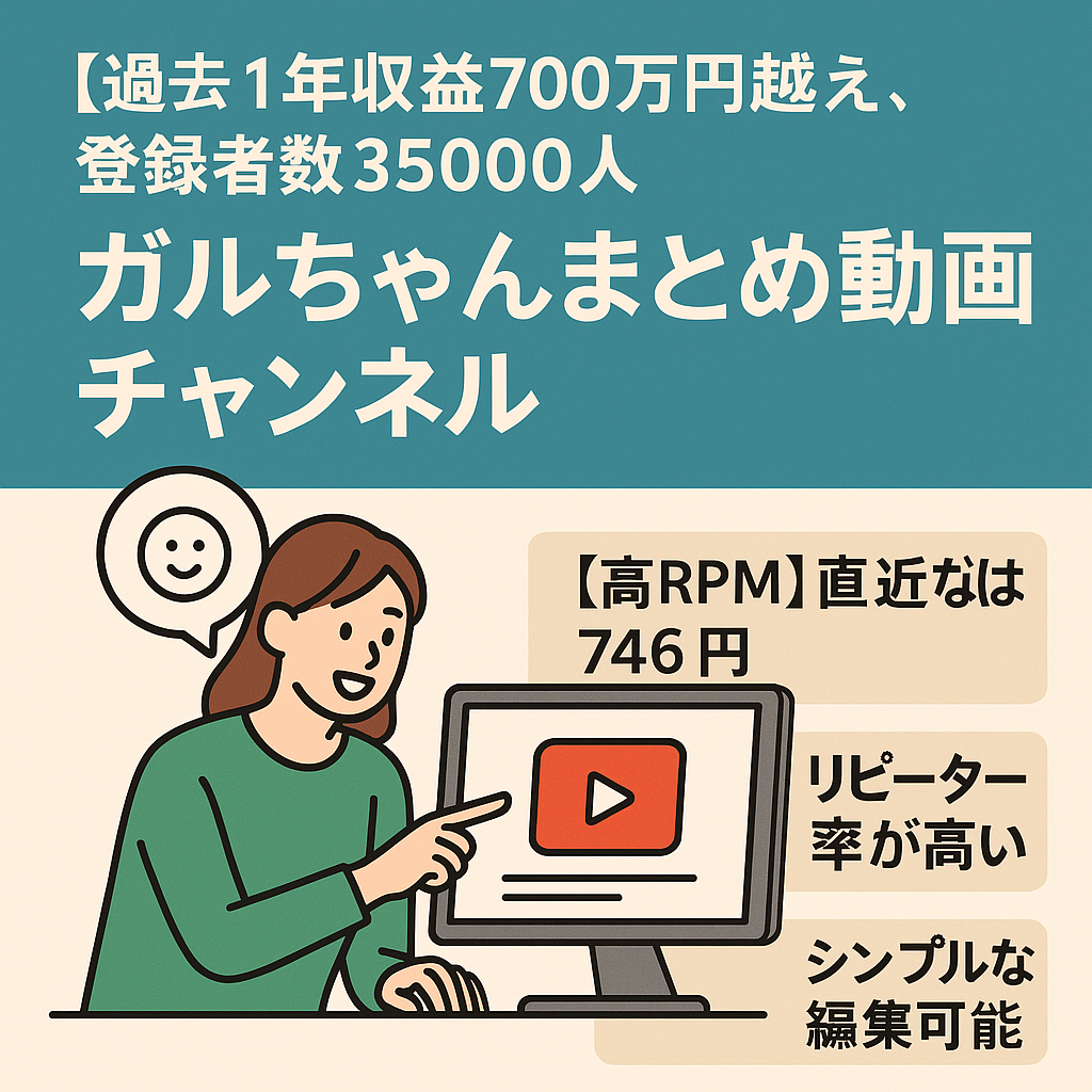 【過去1年収益700万円越え、高RPM、登録者数35000人】ガルちゃんまとめ動画チャンネル