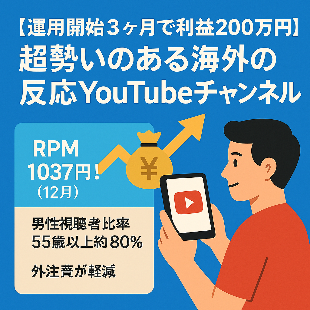 【運用開始３ヶ月で利益200万円】超絶勢いのある海外の反応youtubeチャンネルです。早い者勝ちになります。