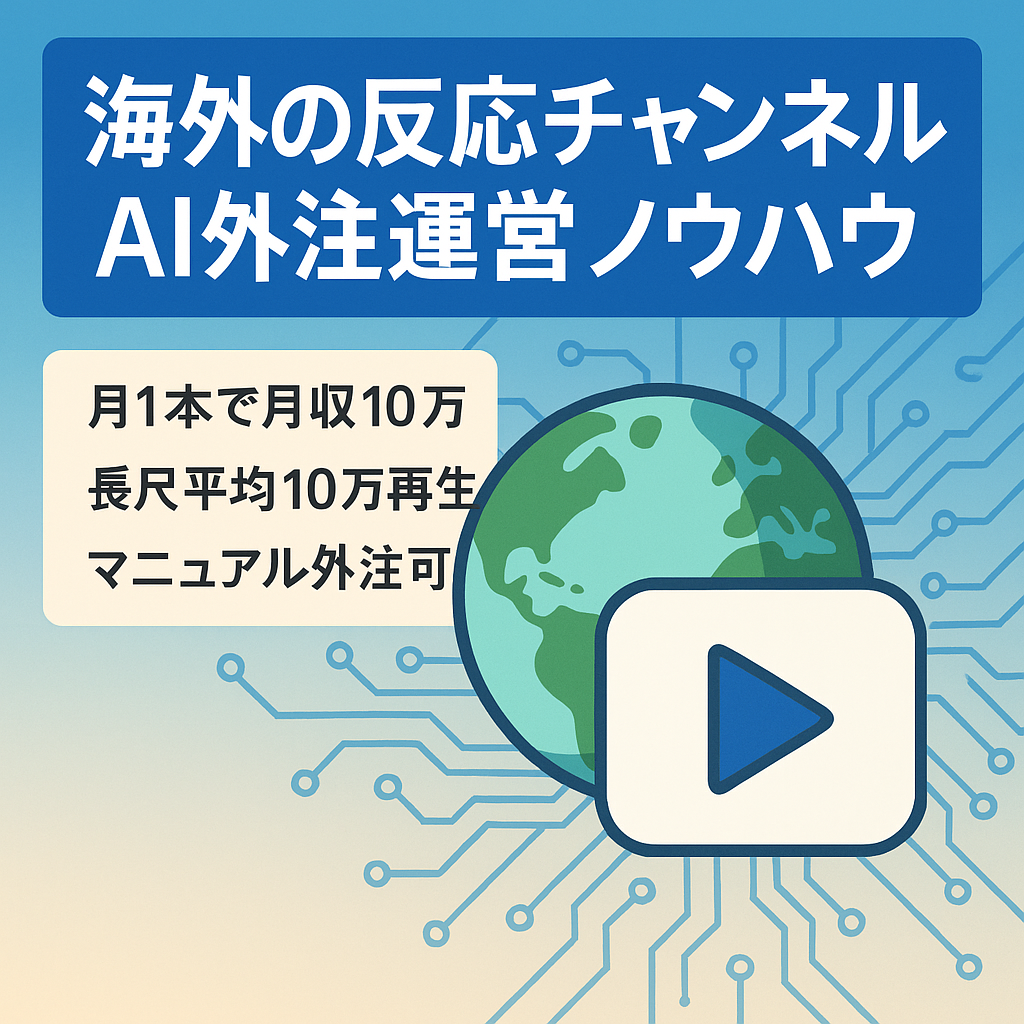 【月1更新で月10万❗️最高月収19万❗️】稼働時間は月4時間！AI×外注マニュアル完備の『海外の反応CH』」｜30万再生over複数&高RPM｜即・運営引き継ぎ可能