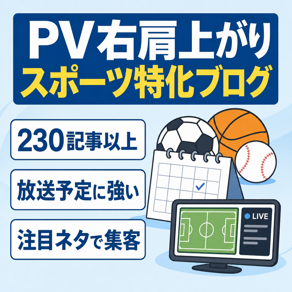記事数230件以上、ゴルフ/野球/サッカー/マラソンなどスポーツ特化、PV右肩上がりのブログ