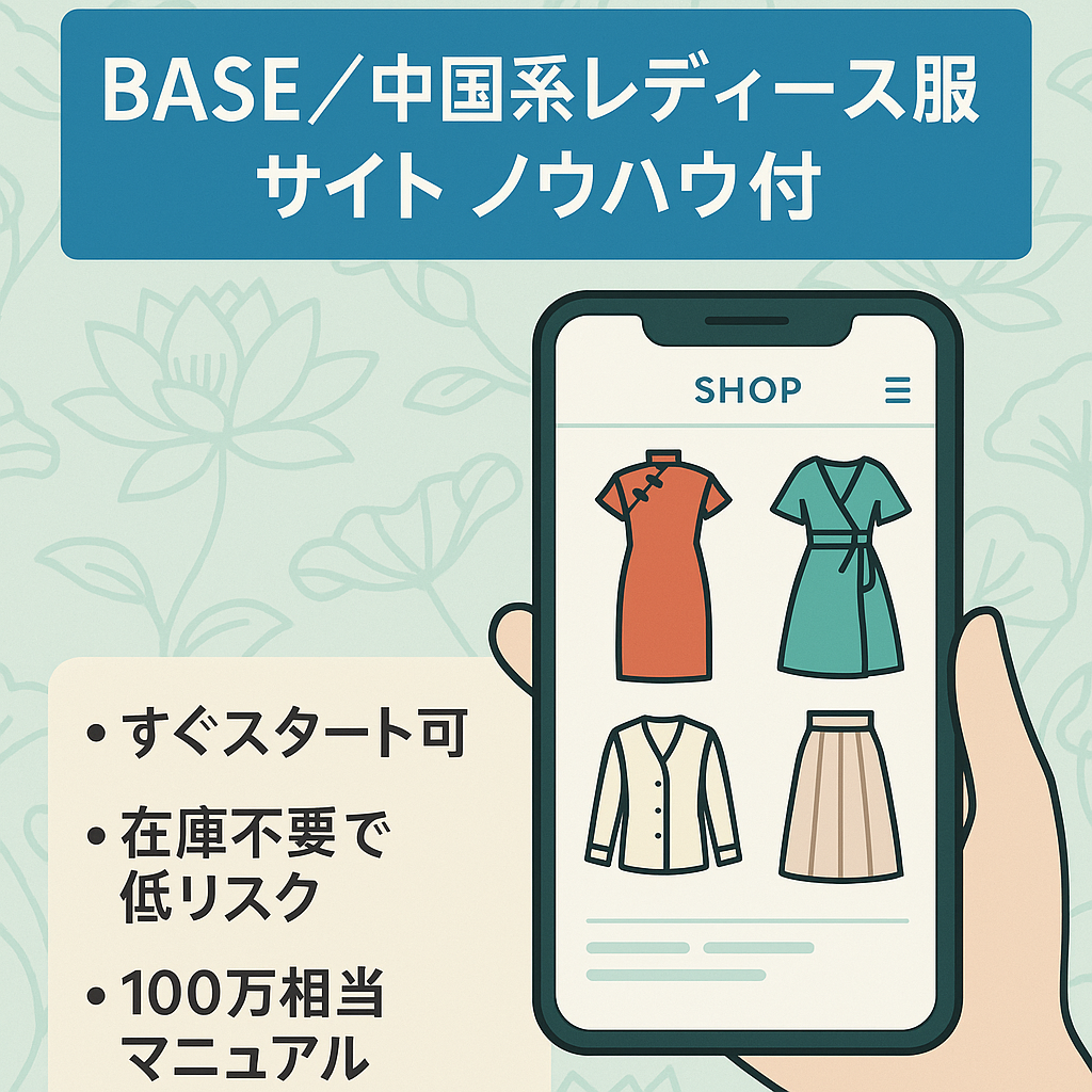 BASE 中国系 レディースアパレルサイト 【ノウハウ・マニュアル付き】【価格交渉可】