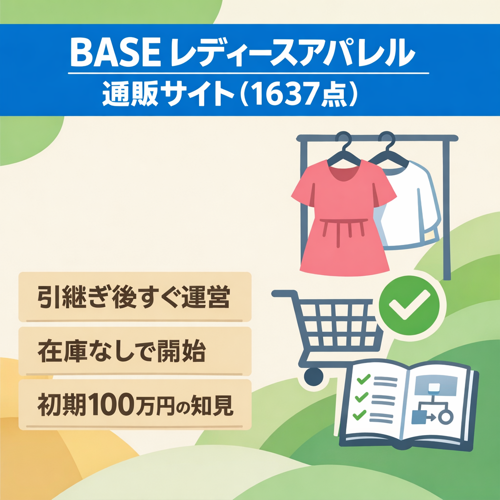 BASE 中国系 レディースアパレルサイト 商品点数1637 引継ぎ後即運営可【ノウハウ・マニュアル付き】