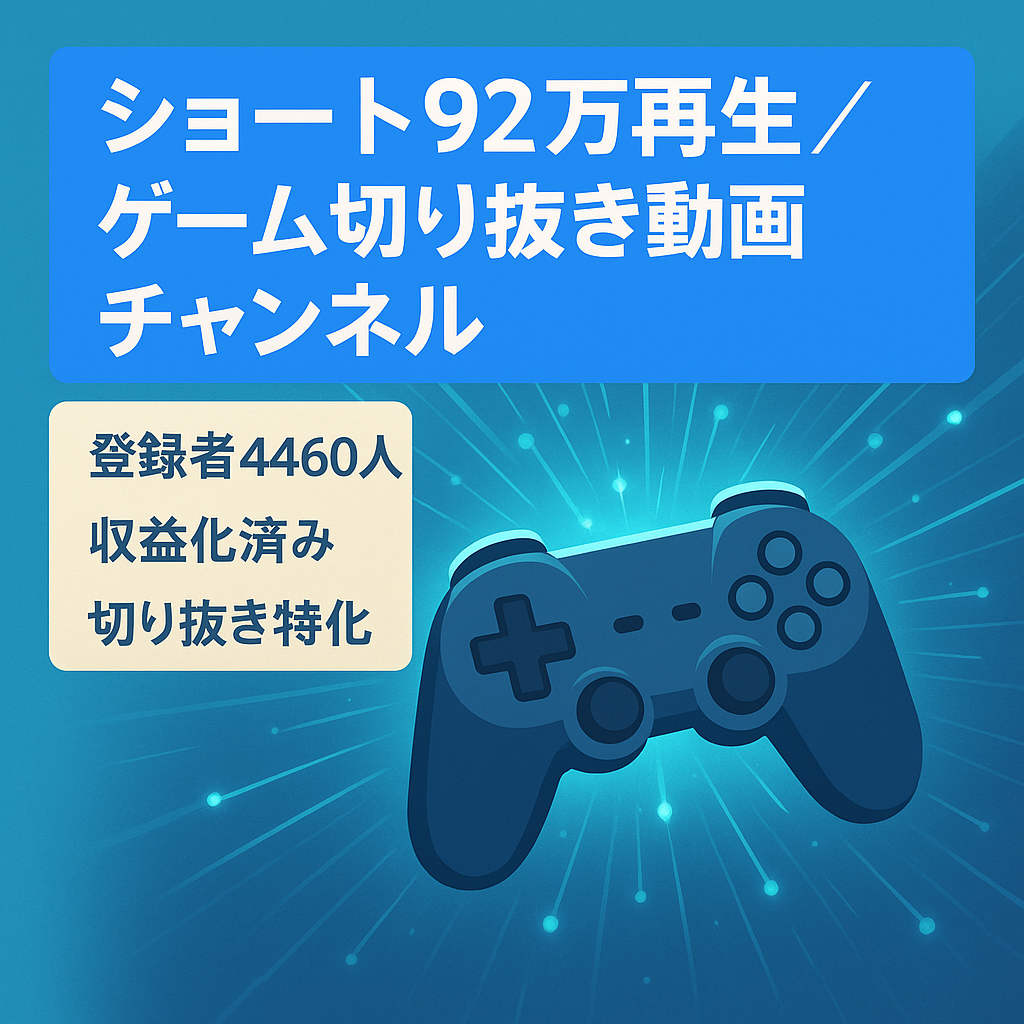 【ショート動画最高再生回数92万回・収益化済み・チャンネル登録者数 4460人】ゲーム切り抜き動画チャンネル