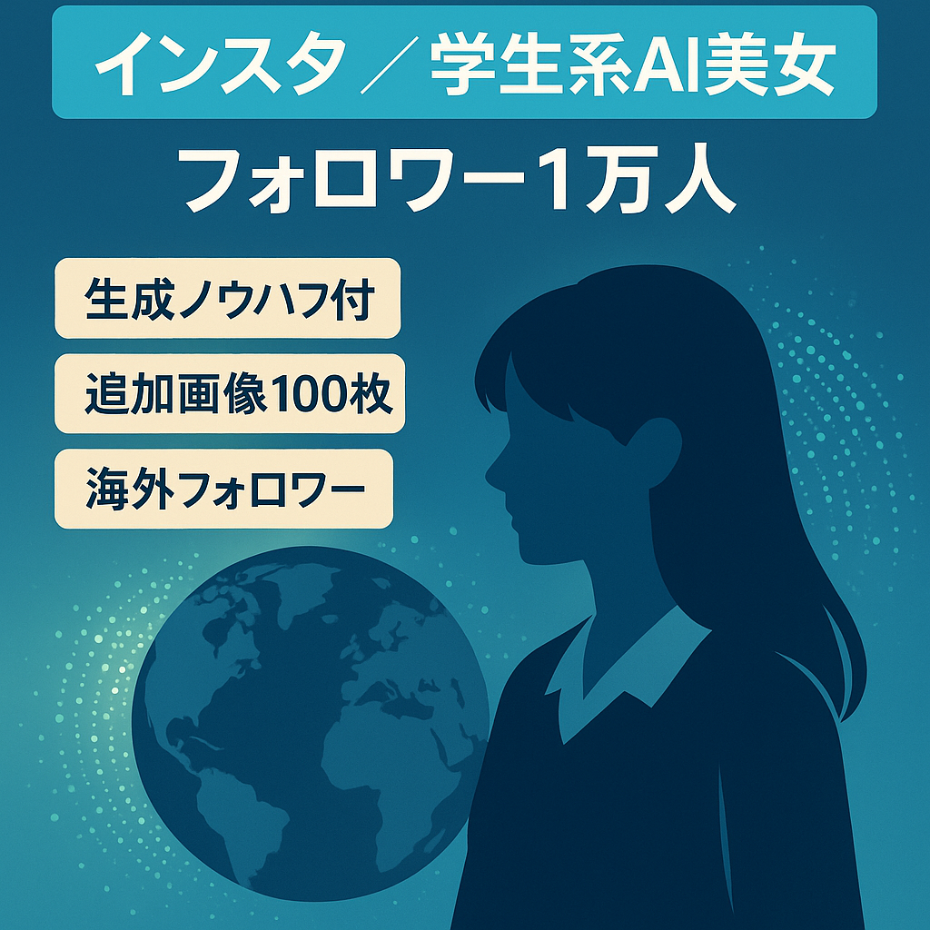 【インスタフォロワー1万人】生成ノウハウ付きで運用継続可｜追加100枚もプレゼント！学生系美女に特化したアカウント｜