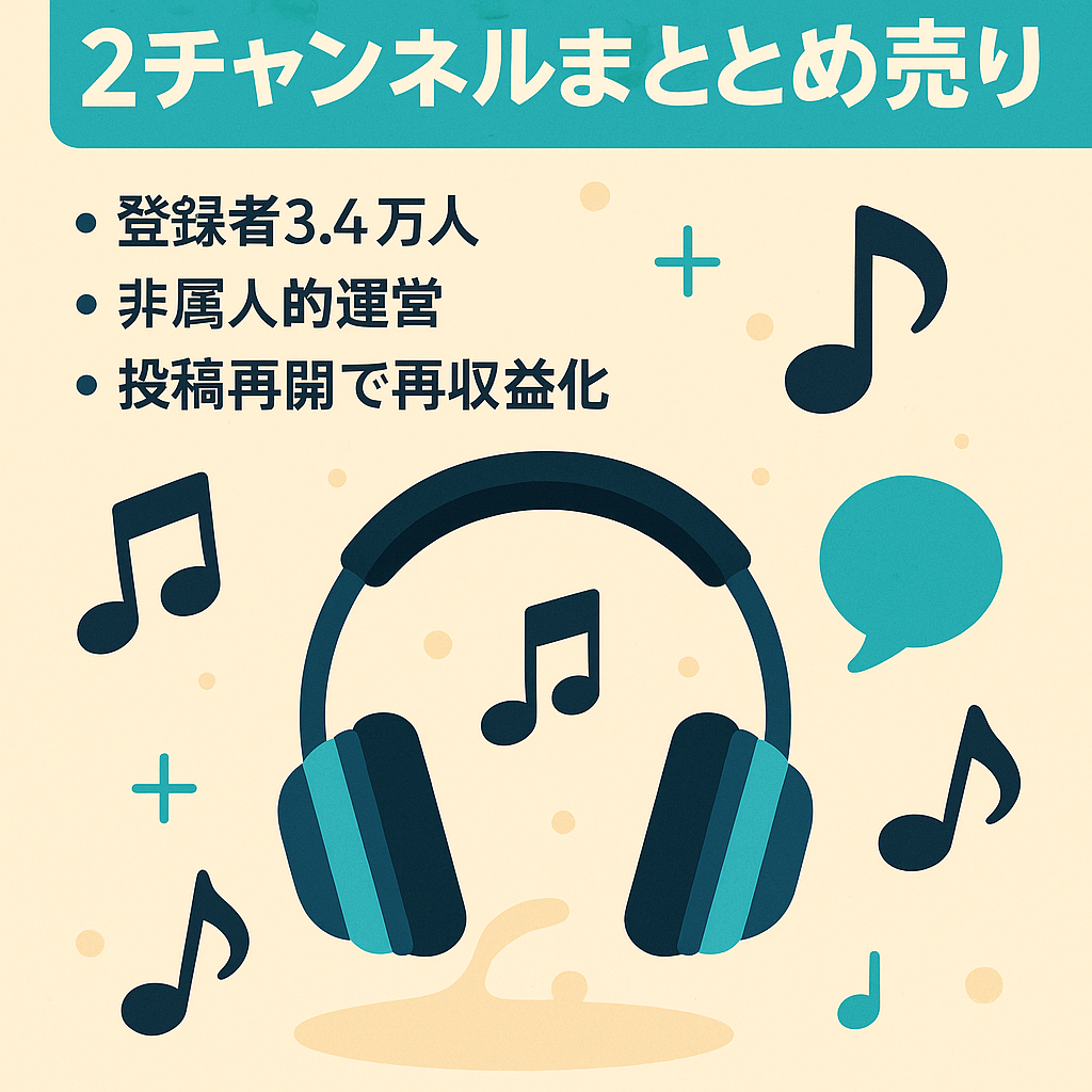 【訳あり】【総登録者様3.4万越え / 最高月収25万超え】音楽系ゆっくり解説チャンネル２つまとめ売り【早い者勝ち】