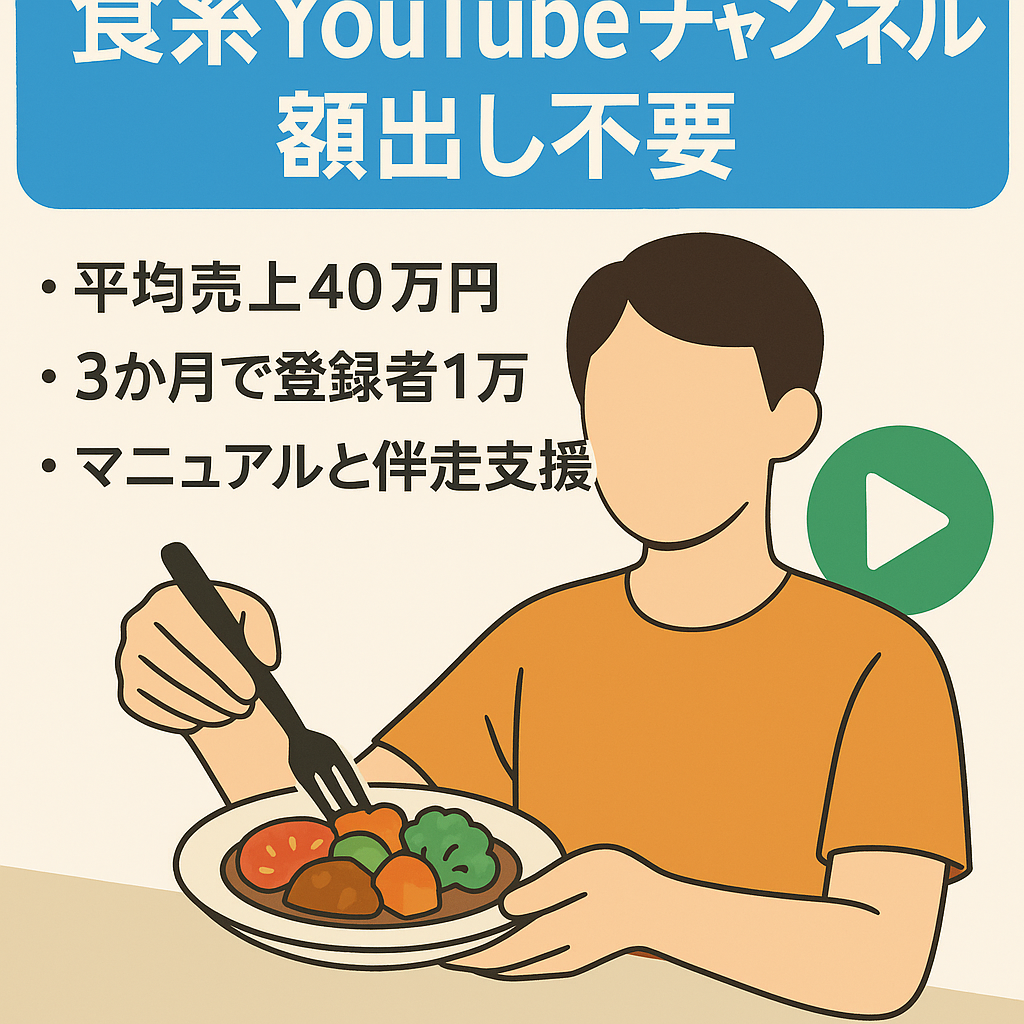 【平均売上40万円＆3か月で登録者1万人】顔出し声出し不要 / 「食」のテーマ【マニュアル完備＆徹底サポート】
