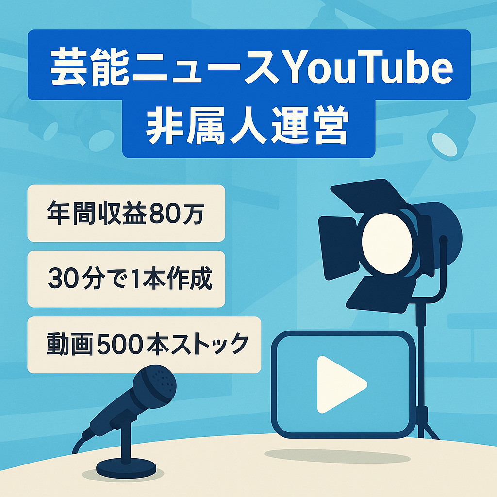 【登録者1.2万人・2024年実績80万円】芸能ニュースYouTube｜Vrew30分で1本作成・非属人運営