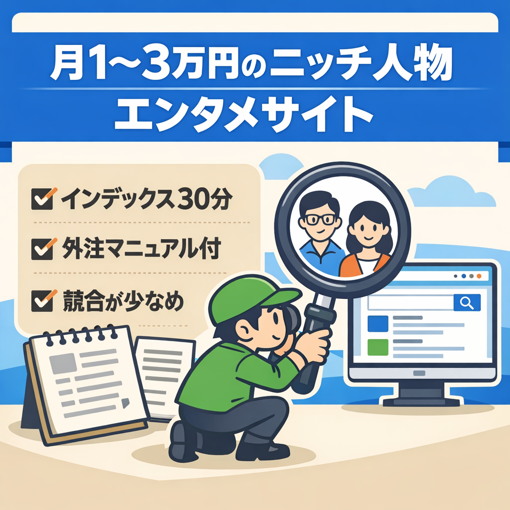 【月１〜３万円】”ニッチ人物”に特化したエンタメサイト！ネタ選定教えます