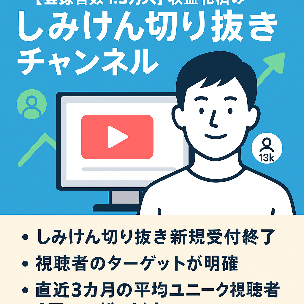 【登録者数1.3万人】収益化済しみけんYoutube切り抜きチャンネル