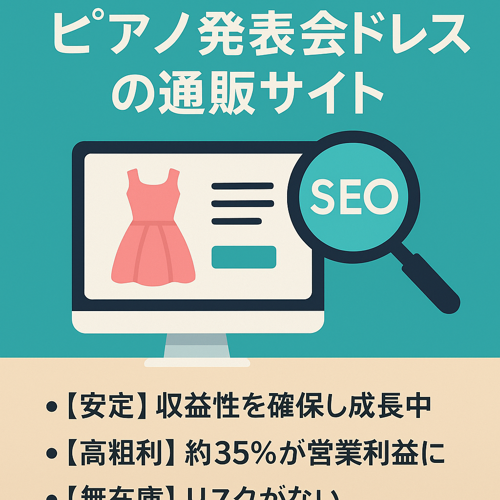 ピアノ発表会ドレス専門通販サイト！SEO2位でまだまだ伸び代あり！YoY脅威の100.56%！