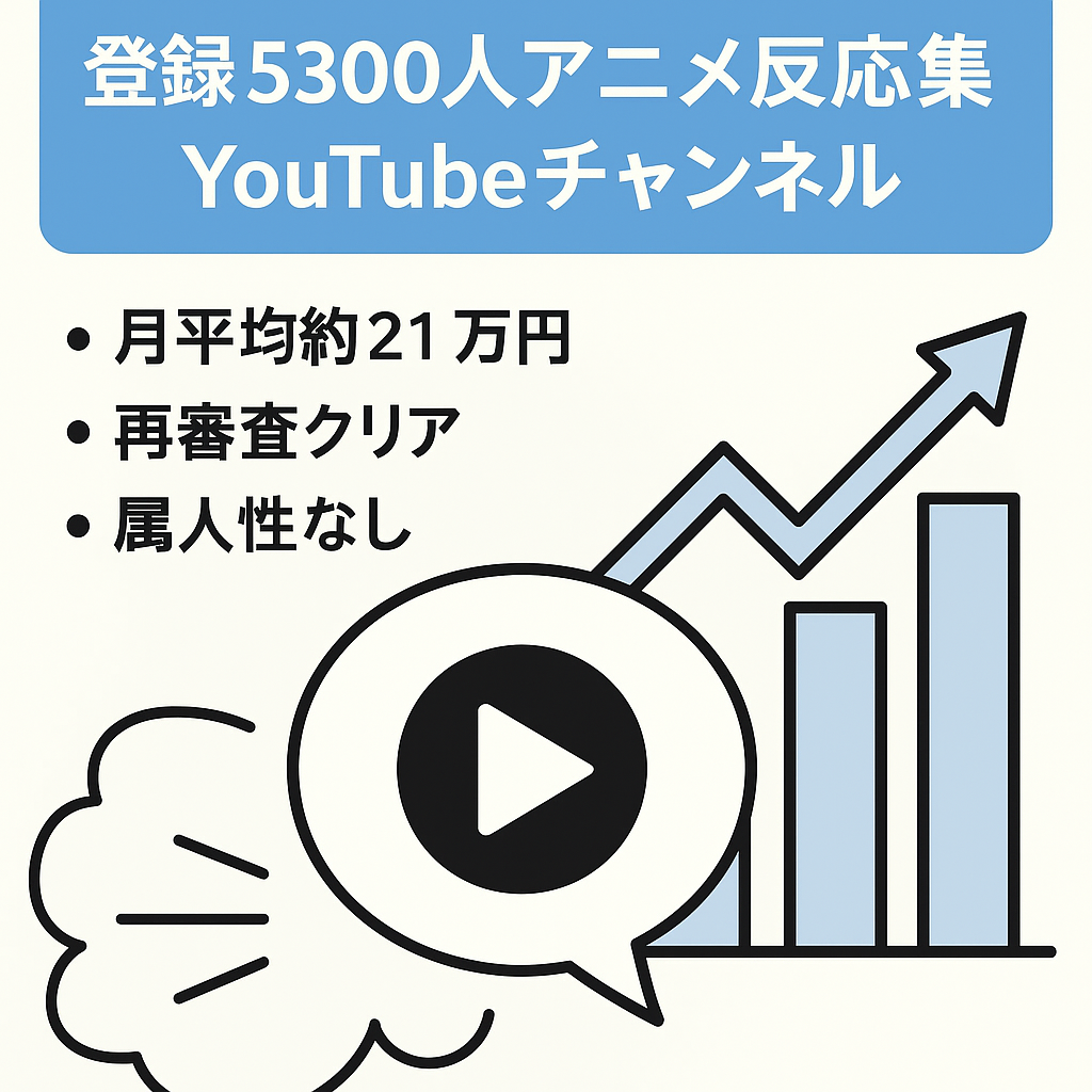 【登録者5300人・月平均約21万円】アニメの反応集チャンネルYoutube