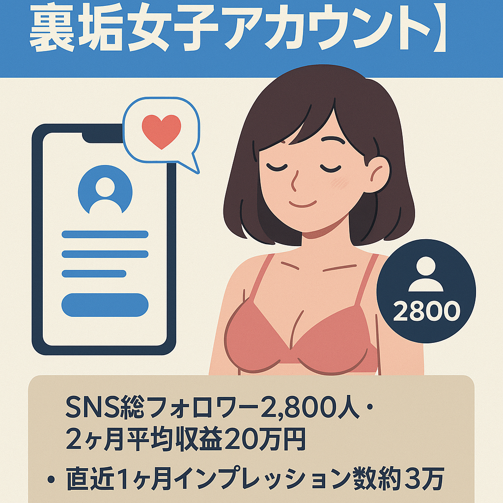 【X(旧Twitter)裏垢女子アカウント】SNS総フォロワー数2,800人  収益合計約42万　アダルトアカウント