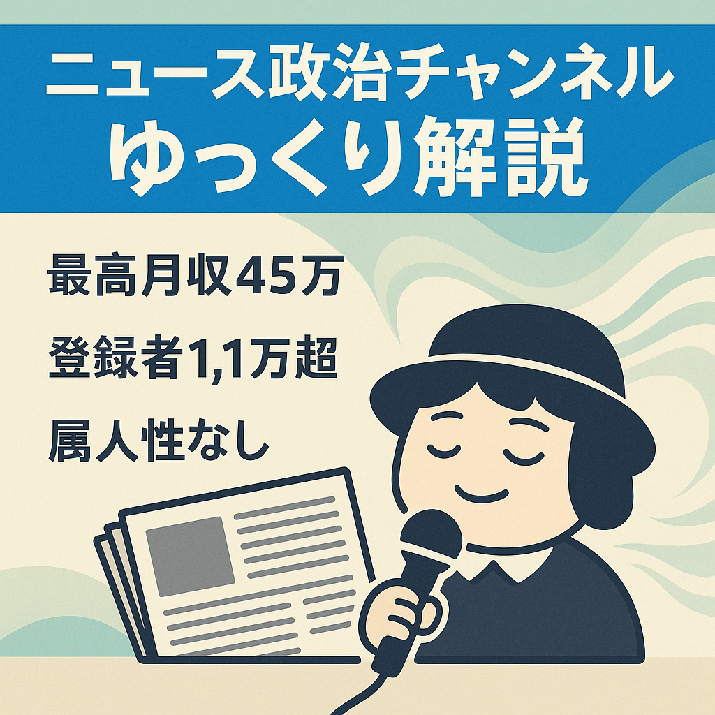 【最高月収45万/登録者11,000人超/属人生無し】ニュース・政治ジャンル・ゆっくり解説チャンネル