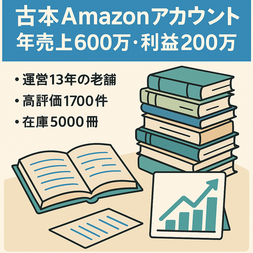 EC事業：【古書・古本】2025年売上600万円以上・利益200万円以上 /13年運営のAmazonセラーアカウント＋在庫5,000冊以上譲渡