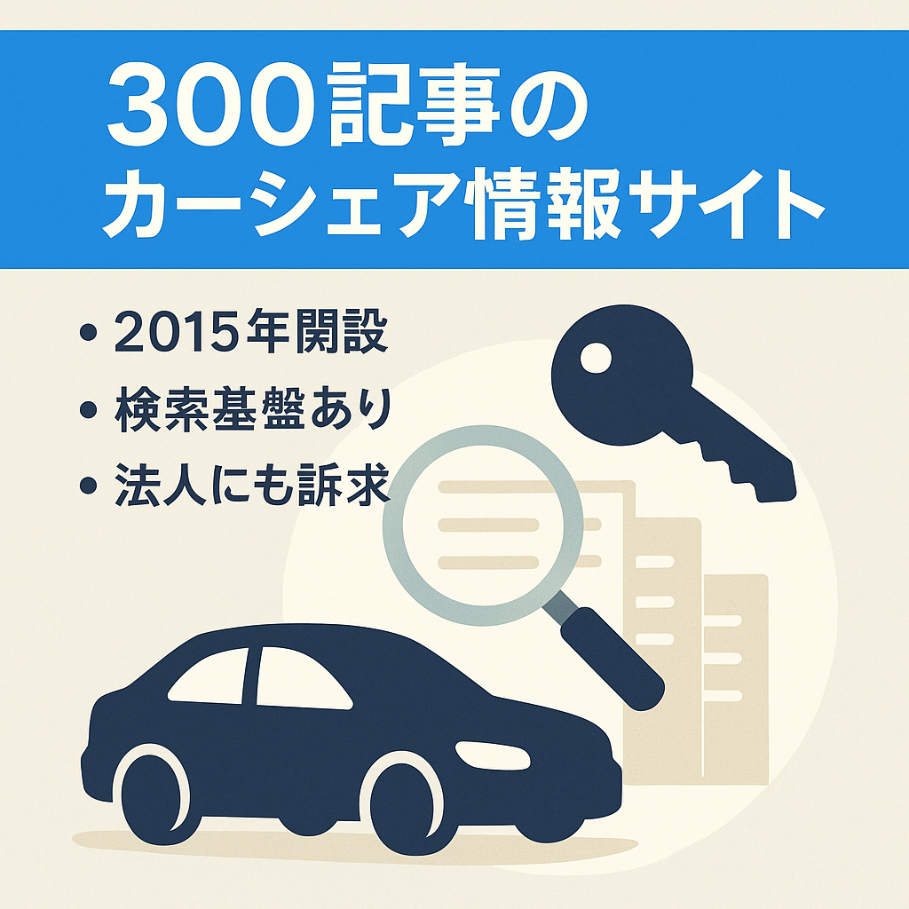 【約300記事】カーシェアリングについての情報サイトです