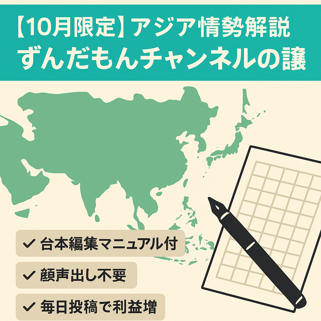 【10月限定】アジア情勢解説ずんだもんチャンネルの譲渡