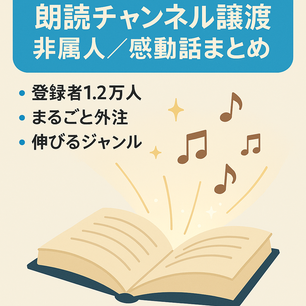 【最終値下げ・受付9/26まで】最高月収53万円！完全非属人！感動する話をまとめた朗読チャンネル