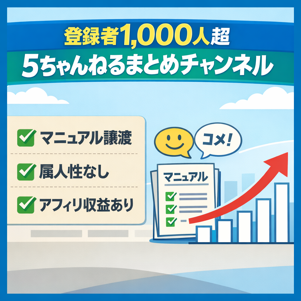 【登録者1,000人超】マニュアル付き5chまとめチャンネル