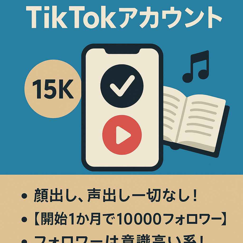 訳あり：値下げ🉑【開始1か月で10000フォロワー！】早い者勝ち！本要約系のTikTokアカウント！【現在1.5万フォロワー】