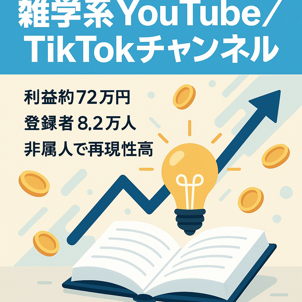 【直近利益約72万円】YouTubeショート＆TIKTOK【雑学系・登録者8.2万人】