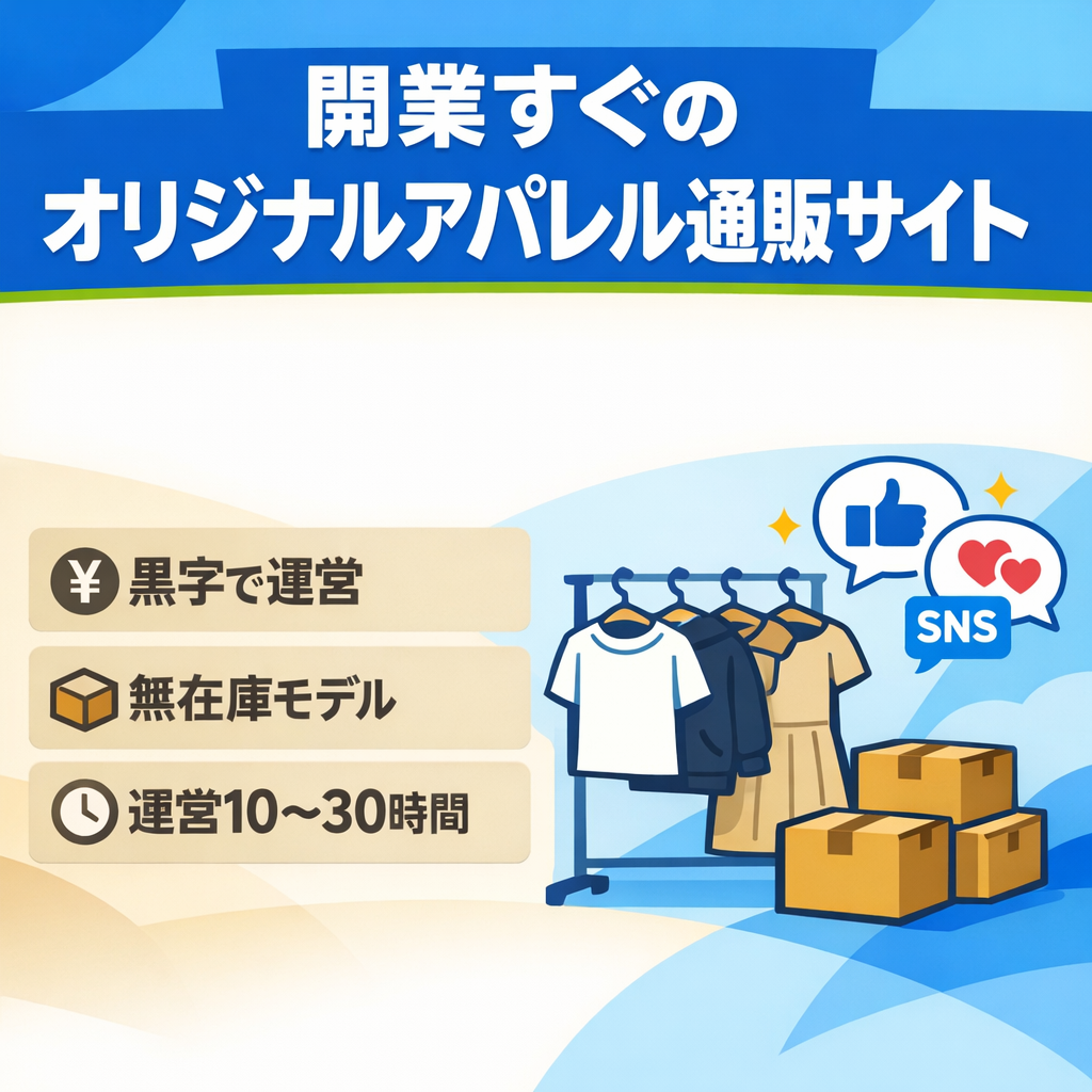 開業すぐのオリジナルアパレルECサイト　黒字/無在庫