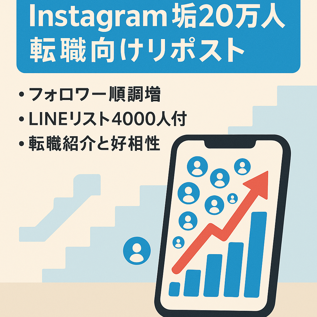 【Instagram20万人/リスト付き】転職・人材紹介と相性の良いリポストアカウント