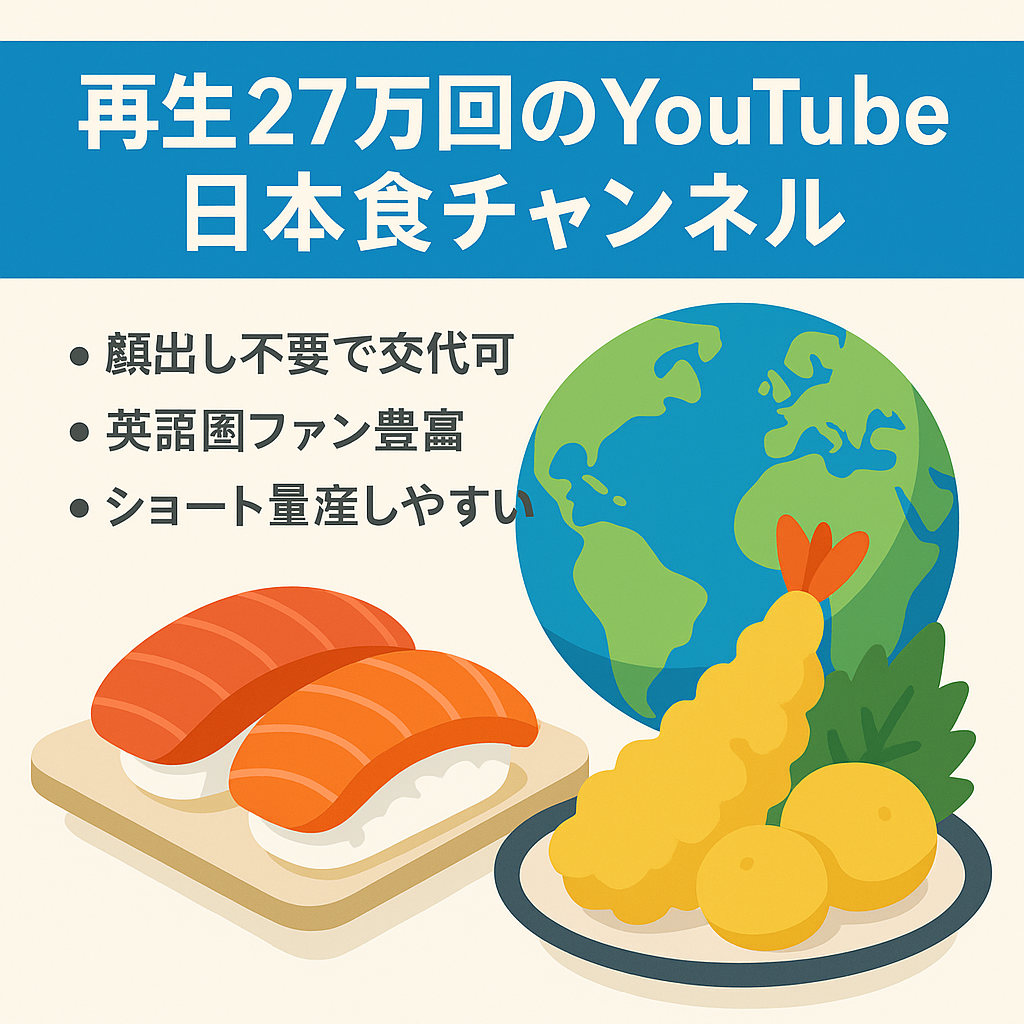【総PV27万回/YouTubeチャンネル/外国人×日本食】｜顔出し不要・英語圏に強い・ショート量産向き