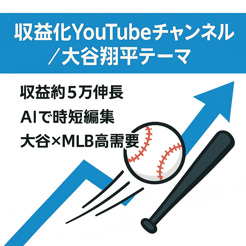 【収益化済】大谷翔平をテーマにしたエンタメチャンネル｜収益月8万円台達成歴あり