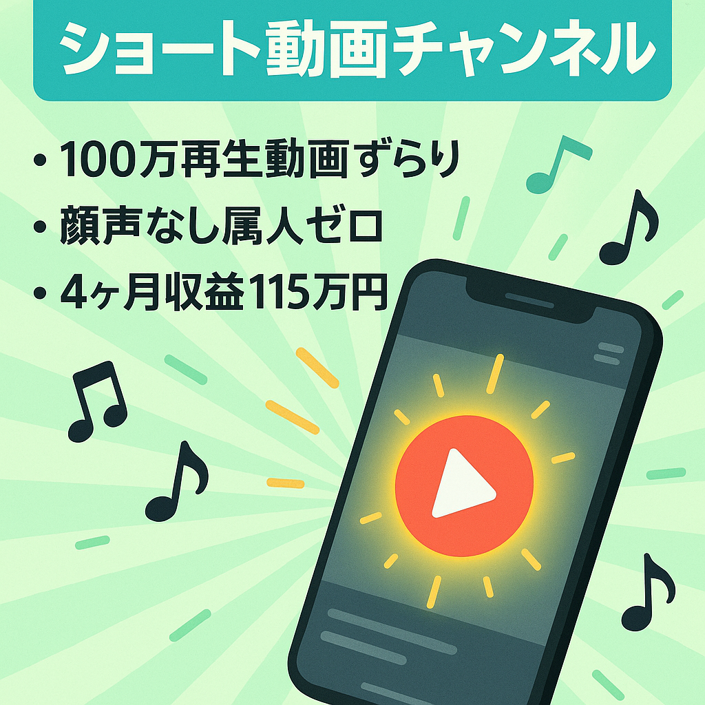 【登録者4万人以上・属人性なし！】【開始4ヶ月で収益115万円！】エンタメ系のショート動画チャンネルです。マニュアル完備で外注化や副業にも◎