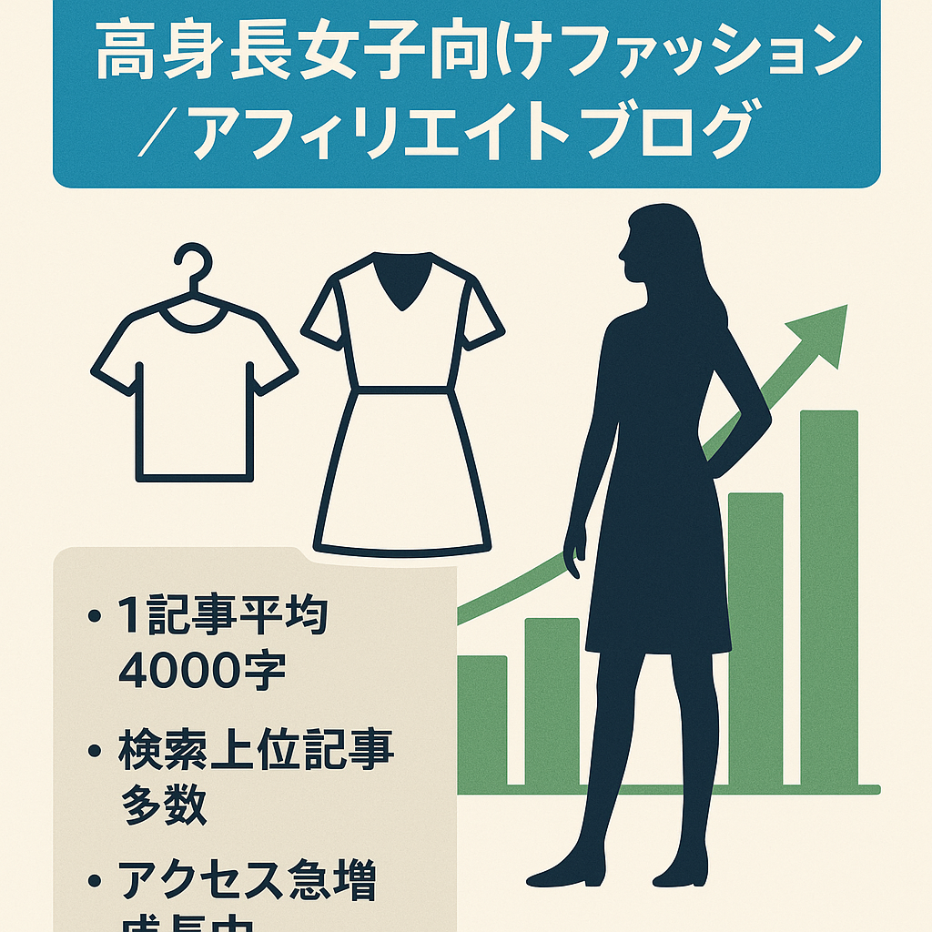 高身長女子をターゲットにしたファッションなど複数ジャンルのアフィリエイトブログ