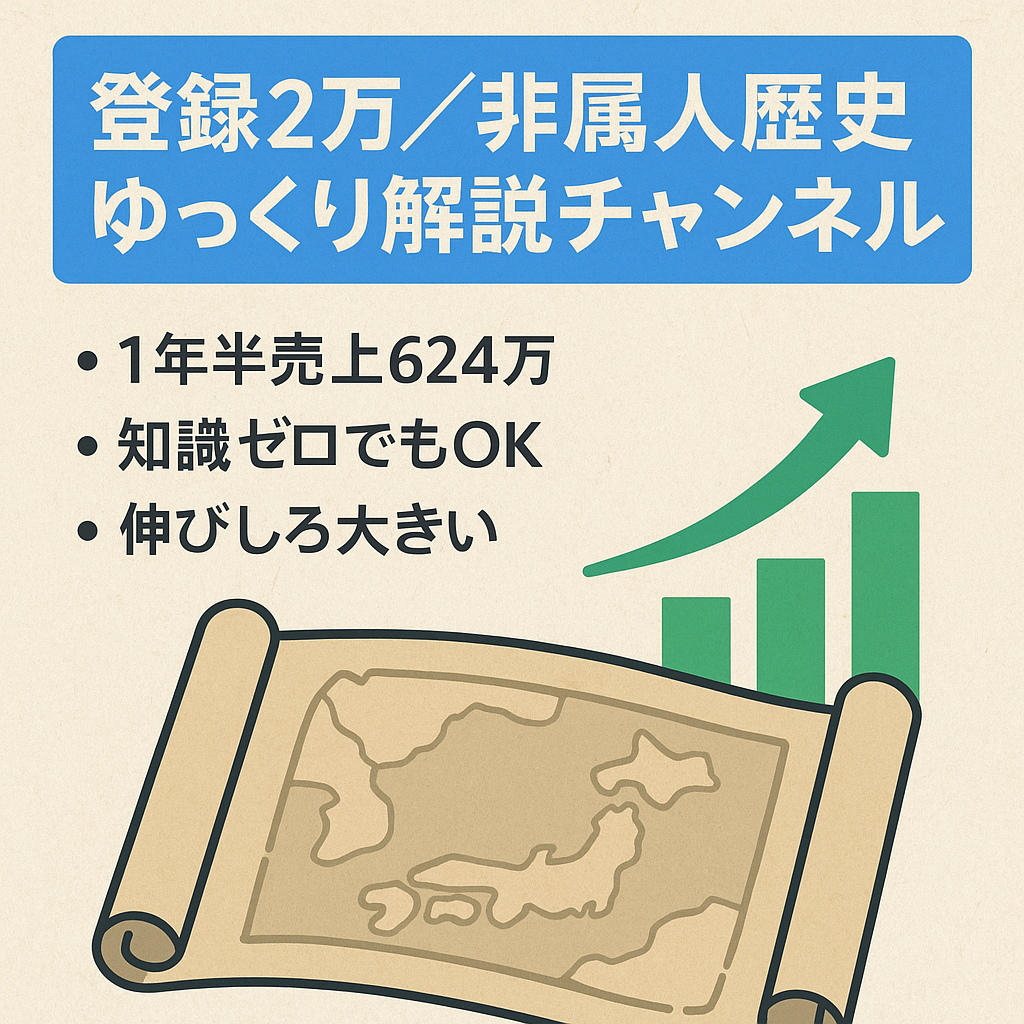 【1年半で総売上624万円】チャンネル登録者数2万人、非属人歴史系ゆっくり解説チャンネルなので誰でも始められます。